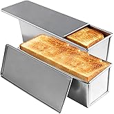 2 Pack Pullman Loaf Pan with Lid, 11.8x3.9 Inch Large Capacity Bread Loaf Pan with Cover, Non-Stick Bakeware for Baking and Toasting