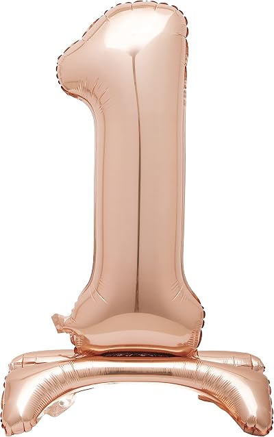 Unique Rose Gold 1 Foil Balloon 76cm Free-Standing Milestone Decor