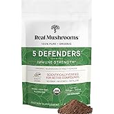 Real Mushrooms 5 Defenders Mushroom Complex Powder – Organic Mushrooms Extract from Chaga, Reishi, Turkey Tail, Maitake & Shiitake Mushroom Blend for Wellness Support with Beta Glucans - 100 Servings