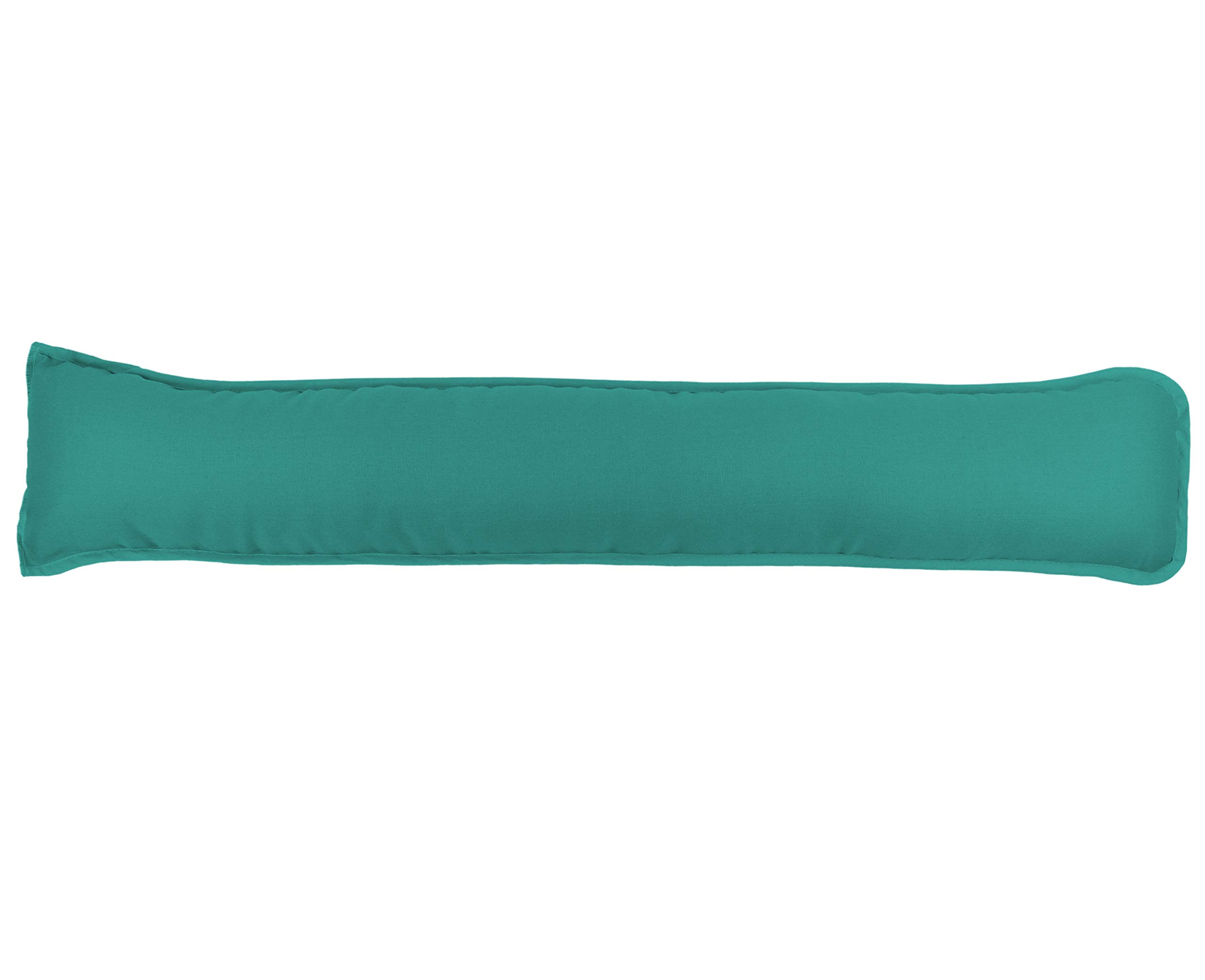 T-H Door Draft Stopper and Blocker (Pack of 1) Sound Proof Draft Guard for Doors and Windows, Decorative Plain Fabric Draught Excluder Cushion Provides Door Insulation and Weather Stripping (Teal)