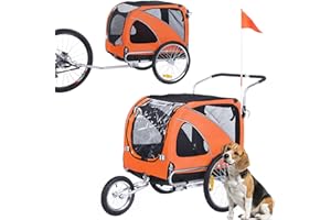 ANOUR 2 in1 Pet Bicycle Trailer and Jogger Travel Carrier Suitable for Small and Medium Dogs, Folding Storage 20303L