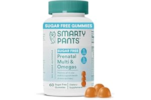 SmartyPants Prenatal Vitamins for Women, Sugar Free Multivitamin Gummies: Methylfolate, Omega 3 (ALA) Vitamin D3, C, Vitamin B12, B6, A, K & Zinc, Inositol, Erythritol Free, 60 Count (20 Day Supply)