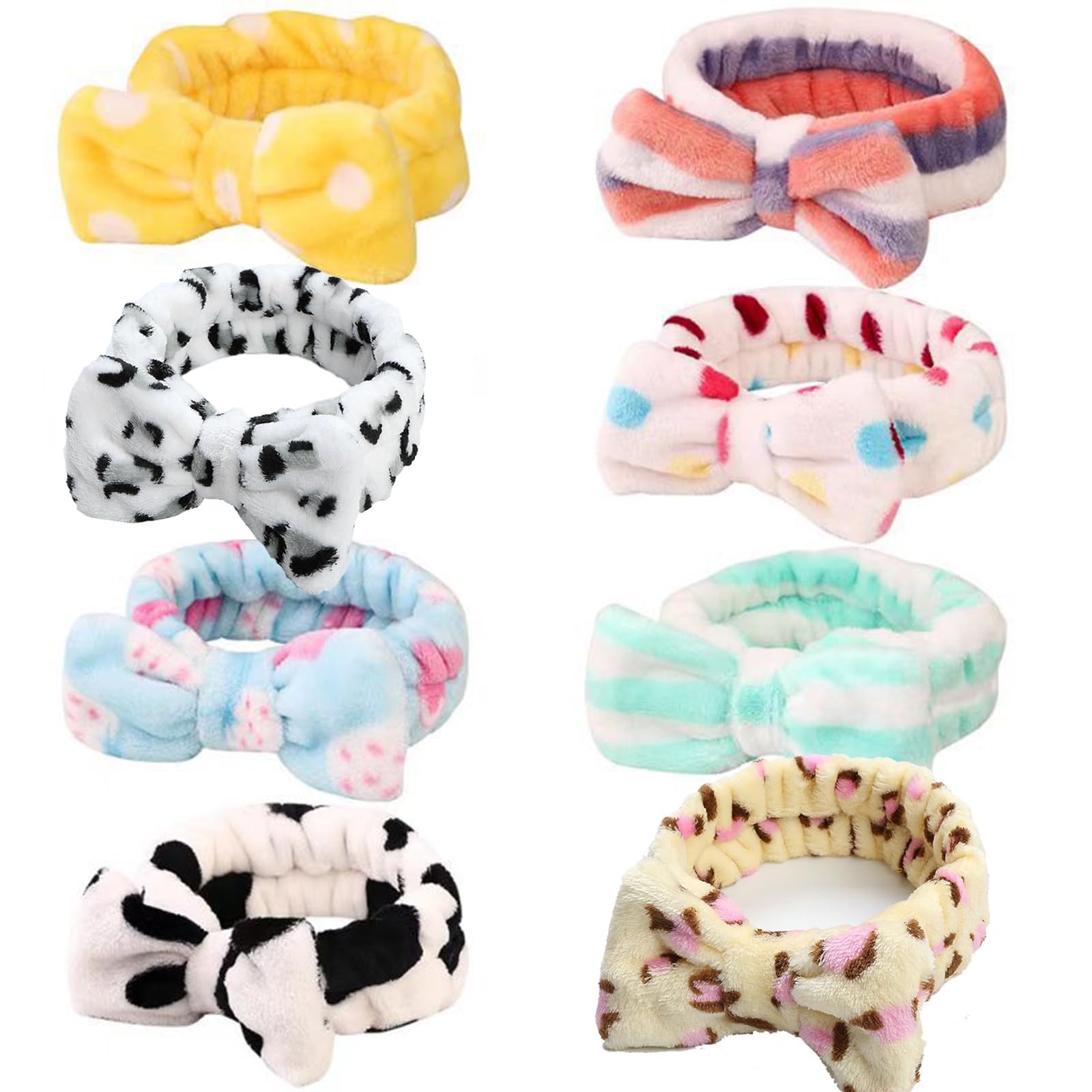 PMELCXD 8 PCS Makeup Headband - Coral Fleece Headbands Upgrade Your Beauty Routine Perfect for Washing Face, Applying Makeup, and More!