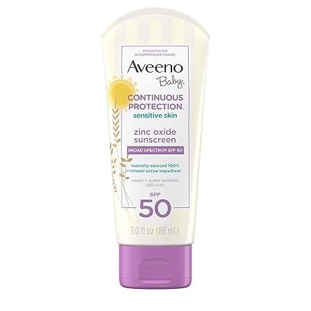 aveeno baby continuous protection zinc oxide mineral sunscreen spf 50
