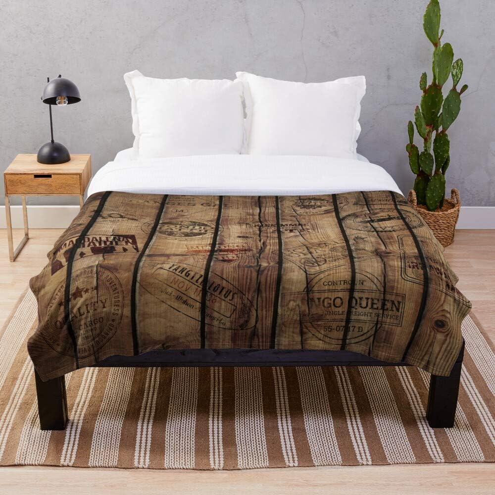 Jungle Premium Mink Sherpa Blanket Cargo Stamps Blanket Company Navigation - Premium Mink Sherpa, Plush Fleece, Sherpa, Woven, Arctic Fleece Blanket