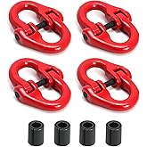 QWORK G80 Alloy Steel Hammerlock Coupling Link Connecting Link, 3/8", Red Painted, 7100 lbs Working Load Limit, 4 Pack