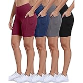 ATHVOTAR Biker Shorts Women with Pockets - 3"/5"/8" High Waisted Workout Spandex Tummy Control Gym Running Yoga Shorts