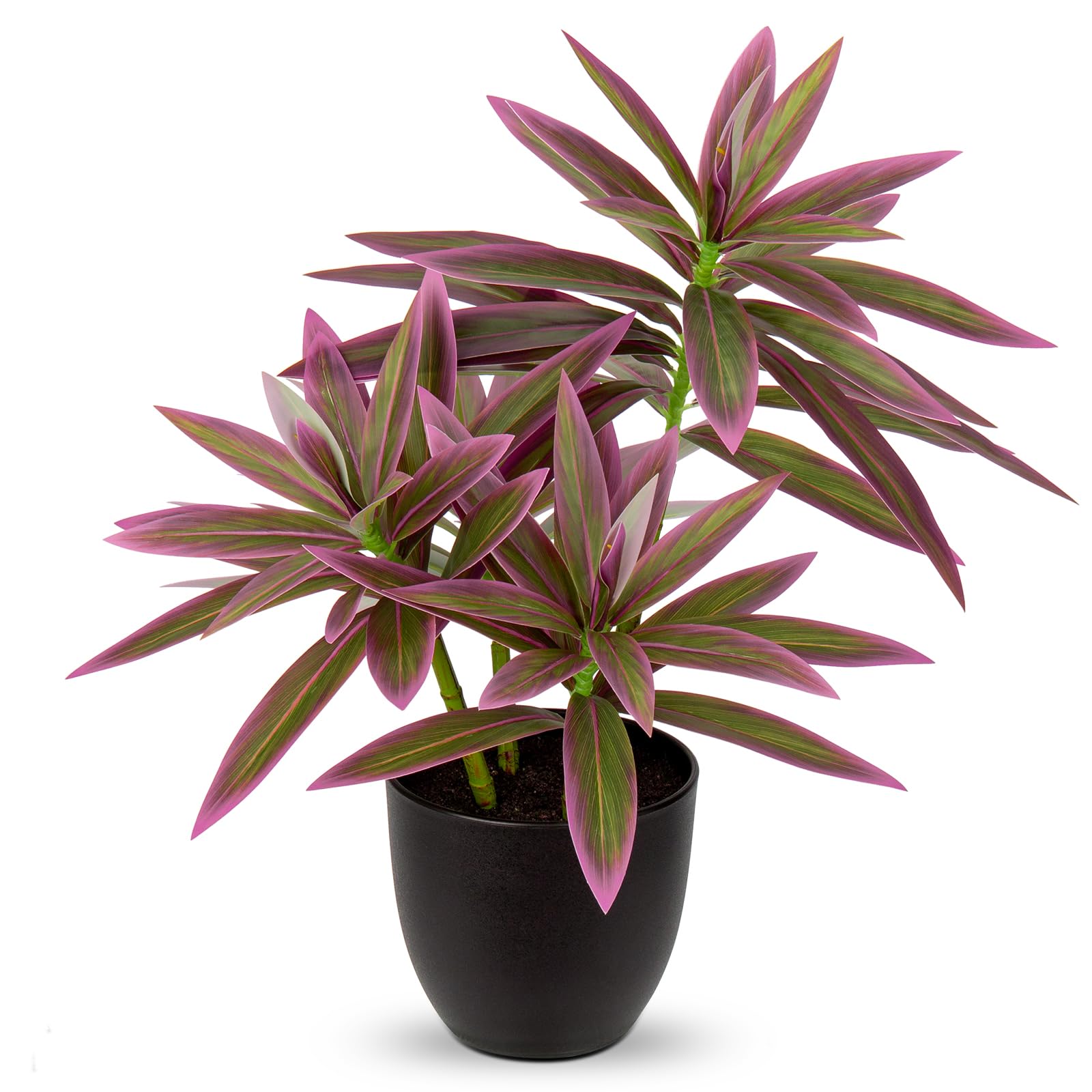 Oairse 41cm Fake Plants in Black Pots Artificial Dracaena Plant Decorative Fake Potted Plants Realistic Faux Indoor Plant For Home Bathroom Living Room Kitchen Shelf Table Decoration