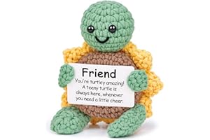 Glydein Funny Gifts for Best Friend - Handmade Crochet Turtle with Sunflower Shell, Positive Friendship Gift for Best Friend Birthday Valentines Day or Christmas, Long Distance Present for Bestie BFF