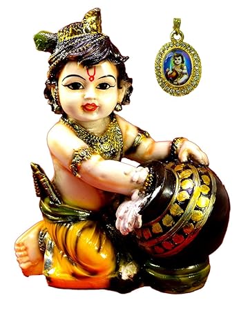 Amazing India Hand Carved Baby Krishna Resin Idol Sculpture Statue Size 6.5 inches