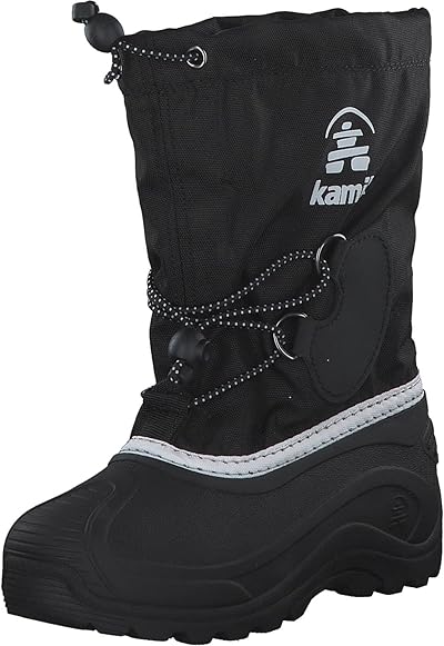 Kamik Southpole4 Kinder Schneestiefel - Wasserdichte Winterstiefel Warm Gefüttert - Jungen und Mädchen Stiefel - Perfekt für den Kinderfuß black/white US11 - EU28/29