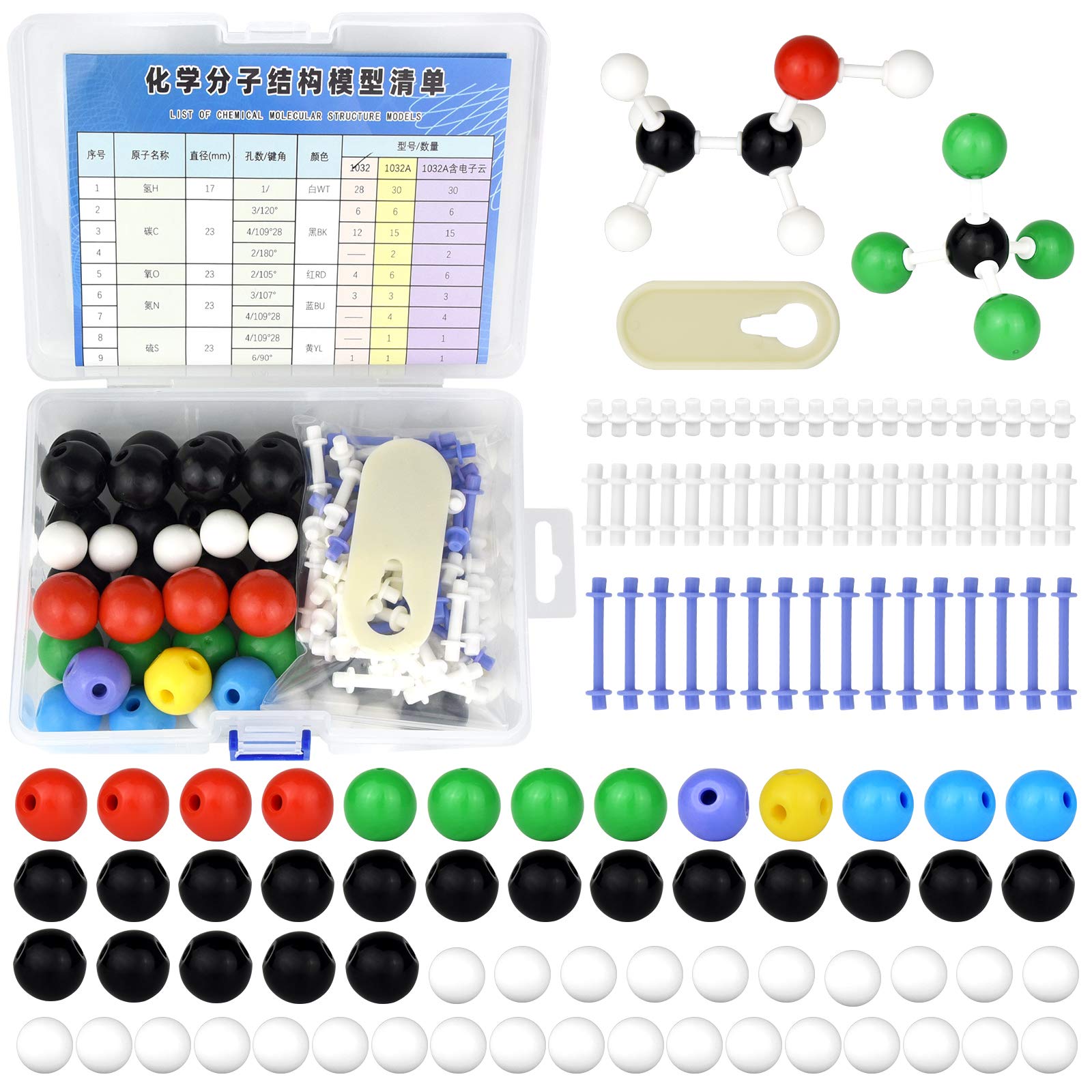 Photo 1 of 136pcs Organic Chemistry Molecular Model Set for Student and Teacher Inorganic & Organic Academic Chemistry Education 59 Atoms & 76 Links Bonds & 1 Link Atoms Remover