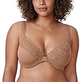 DELIMIRA Women's Front Closure Bras Plus Size Full Coverage Underwire Unlined Supportive Lace Bra
