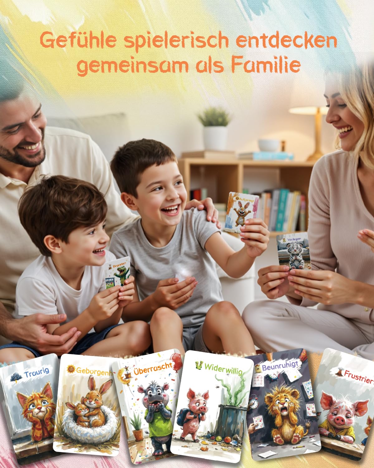 Gefühlskarten Kinder – 50 Emotionskarten für Empathie & Selbstbewusstsein Kinder 3–12 | robust mit Soft-Touch | inkl. Sticker & Armbänder 8