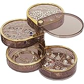LETURE 4-Layers Rotatable Jewelry Organizer Storage Box, Clear Jewelry Holder Case for Ring Earring Necklaces Bracelets Makeu