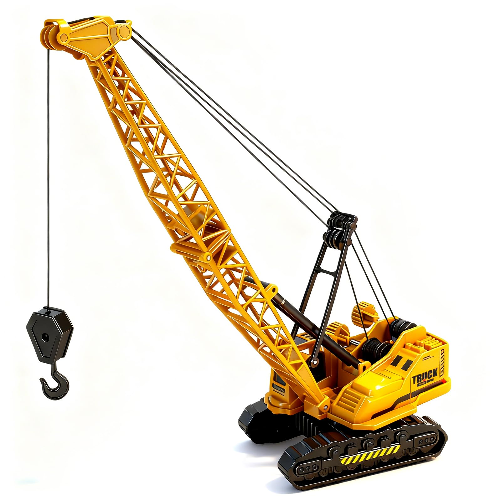 Hymaz Metal ABS Diecast Crane Truck Toy, Metal Construction Vehicles Crane with manual lifting button Machine Model Toy for age 3-8, 9-12 Boys Suitable as Christmas and Birthday Gifts