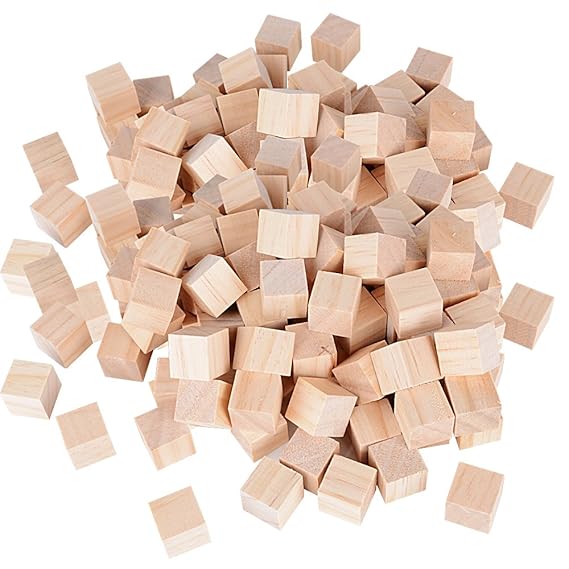 DEOMOR 100 Stück Holz Würfel 20mm Holzwürfel Blanko Deko Holz Basteln Bastelmaterial Holz Quadrat Würfel Natur Deko zum DIY B