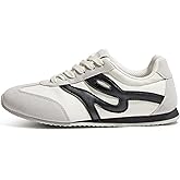 LUCKY STEP Women's Fashion Sneakers Thin Sole Lightweight Retro Athletic Sneakers Casual Lace Up Tennis Shoes Walking Footwear