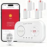 Home Security System Wireless, Smart WiFi Alarm System DIY Kit with 120dB Siren, Door Window Sensors &amp; Remote Control, App Alerts, Works with Alexa &amp; Google Home, No Monthly Fee for House Apartment