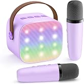 YLL Karaoke Machine for Kids, Birthday Gifts for Girls 3 4 5 6 7+Years Old | 2 Wireless Microphones, 5 Magic Voices, Mini Portable Bluetooth Speaker, Family Home Party Present Toys for Ages 4-12