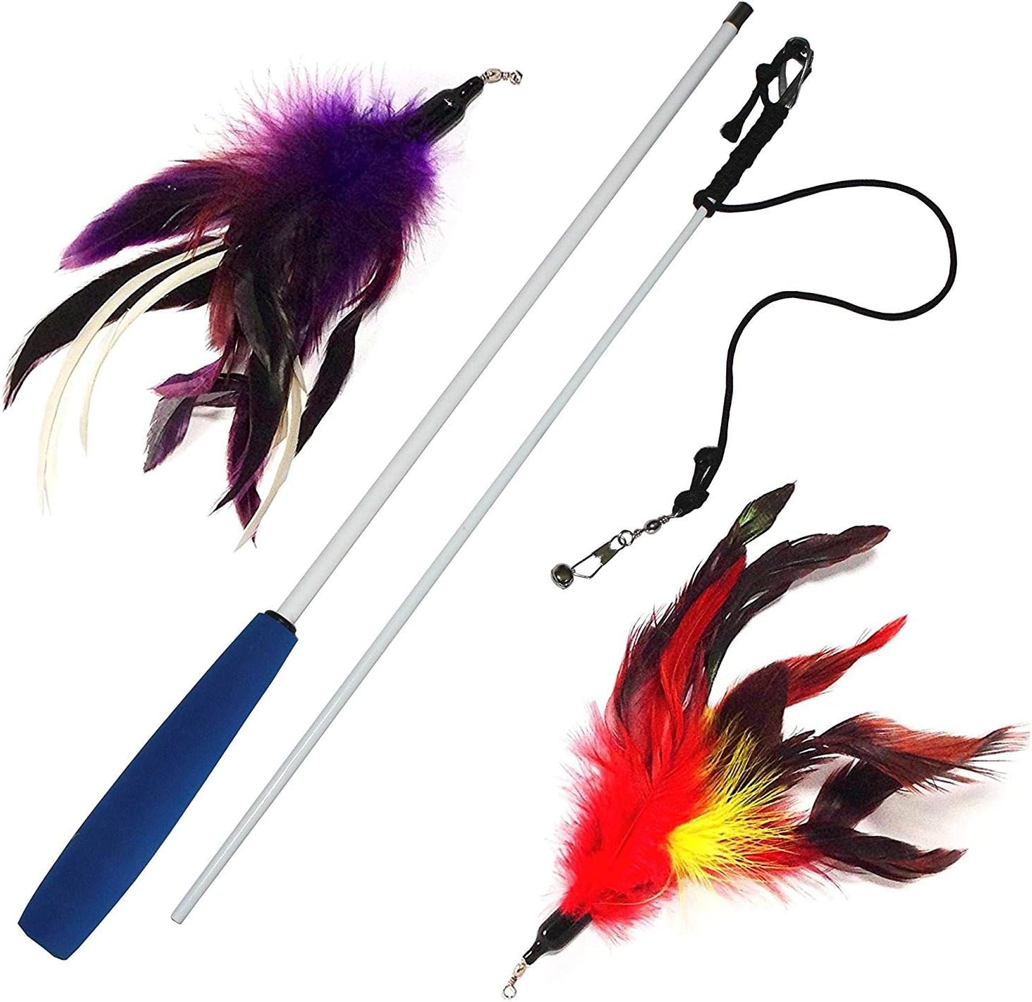 Pet Fit For Life Multi Feather Teaser and Exerciser for Cat and Kitten - Cat Toy Interactive Cat Wand : Pet Supplies