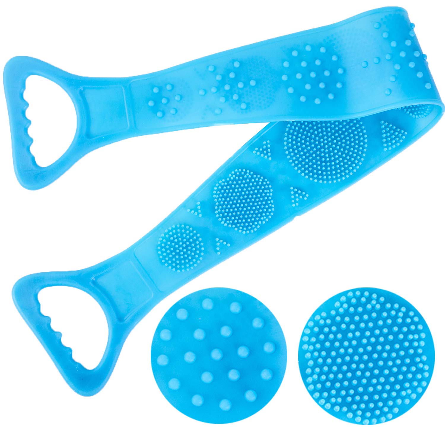 Silicone Bath Body Brush, Exfoliating Long Silicone Body Back Scrubber for Use in Shower, Double Side Massage Scrub Belt, Easy to Clean(29Inch, Blue) : Beauty