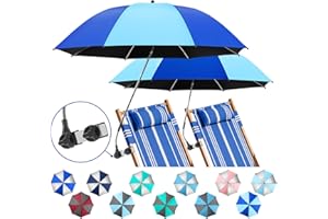 NBtoUS 2 Pack Beach Umbrella with 360 Universal Clamp, UPF50+ Umbrella Outdoor Patio Sun Protection for Chairs, Beach &Patio Use (Not Include Chair)