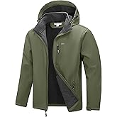 33,000ft Men's Softshell Jacket with Hood Fleece Lined Windbreaker Lightweight Waterproof Jackets for Hiking