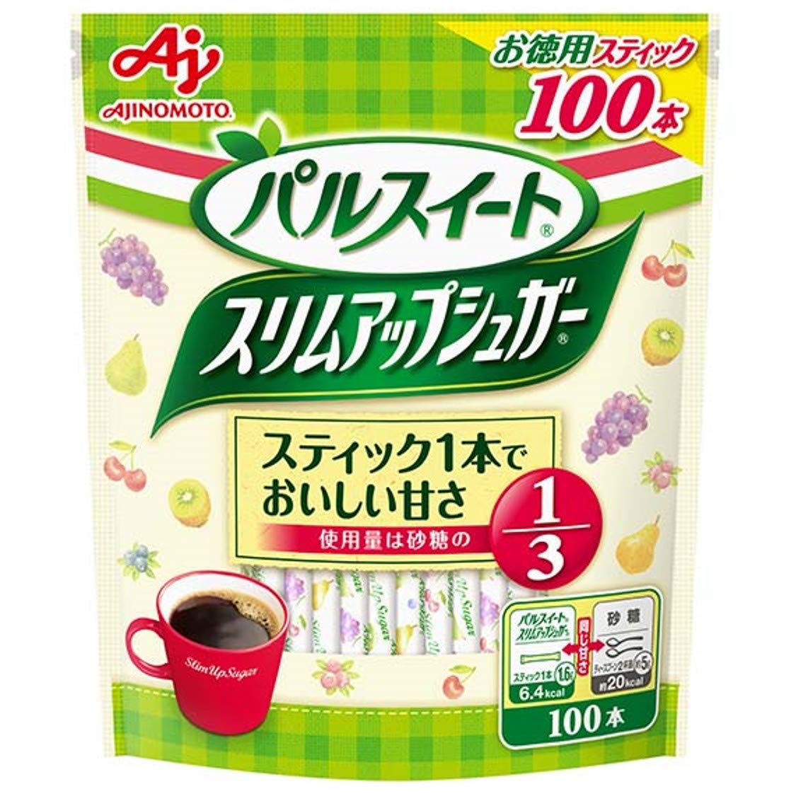 味の素 パルスイート スリムアップシュガー スティック 100本 砂糖の1/3の使用量 コーヒーシュガー商品画像