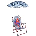 Idea Nuova Spiderman Kids Beach Chair with Umbrella, Portable Seating for Outdoor Fun