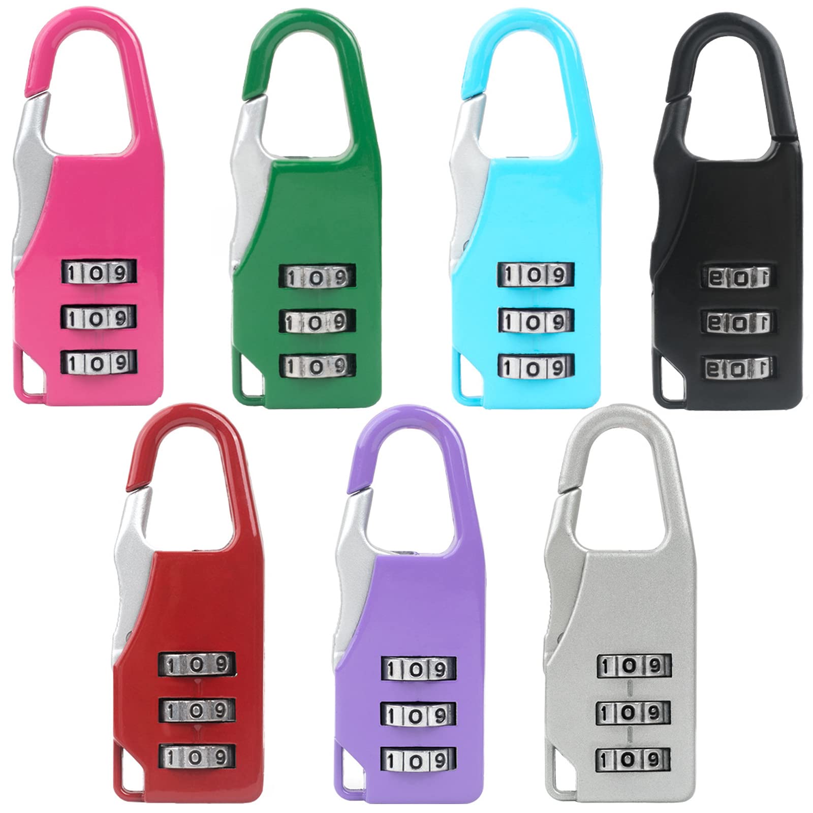 Photo 1 of 7 Pack Mini Password Lock 3 Digit Number Code Combination Padlocks Mini Combination Locker Password Lock Portable Travel Carrying Luggage Case Security for Gym Backpack Padlock