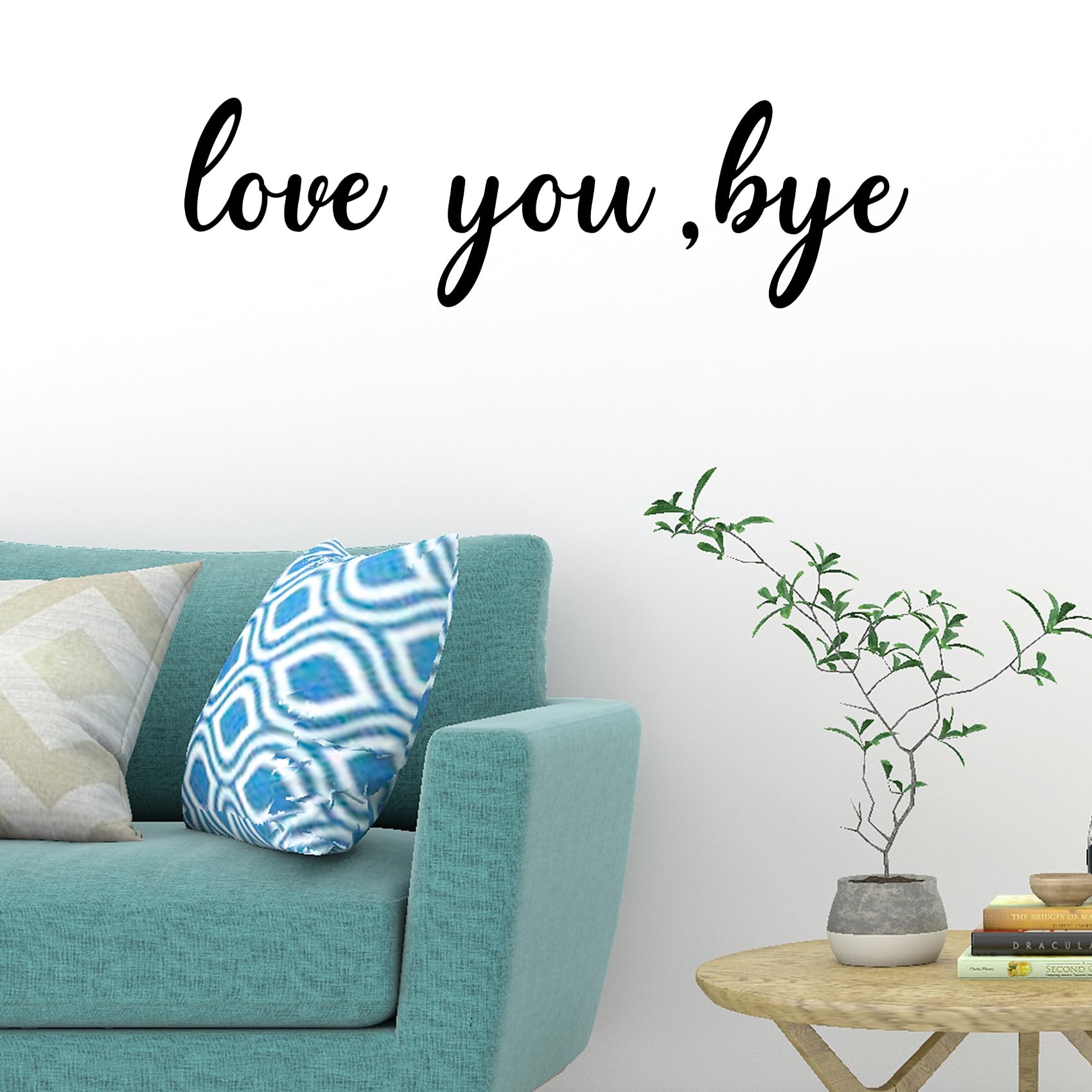Love You Bye Wall Decals Stickers, Inspirational Love Quote Vinyl Wall Decals for Bedroom Hallway Unique Above Door Decoration