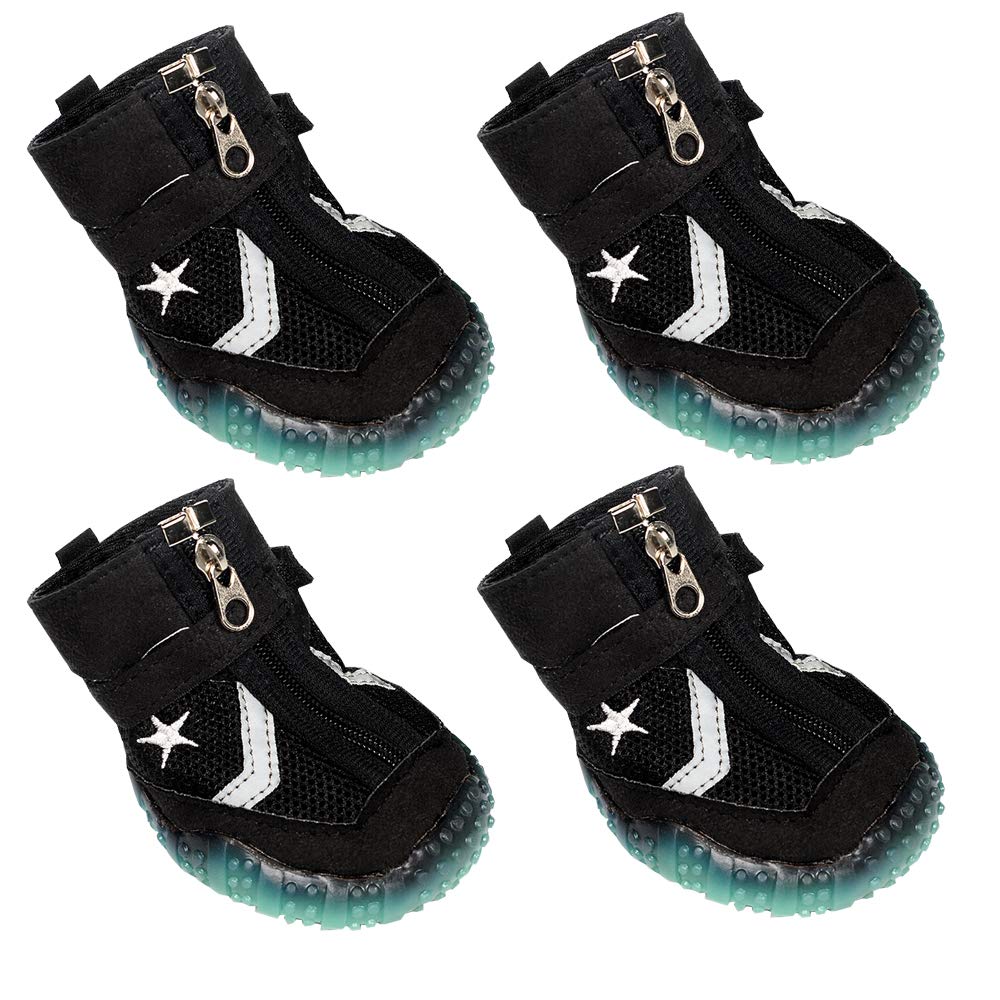 Sforza Hundeschuhe Pfotenschutz Hund, Gemütlich Sole mit Leuchtend bei Dunkelheit, Schwarz M