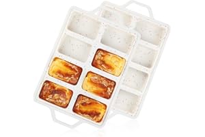AOTASO 2 Pcs Mini Loaf Pans Silicone, Nonstick Small Bread Pans for Baking, Tiny Meatloaf Pan with Metal Reinforced Frame 8 Cavity (Cream)