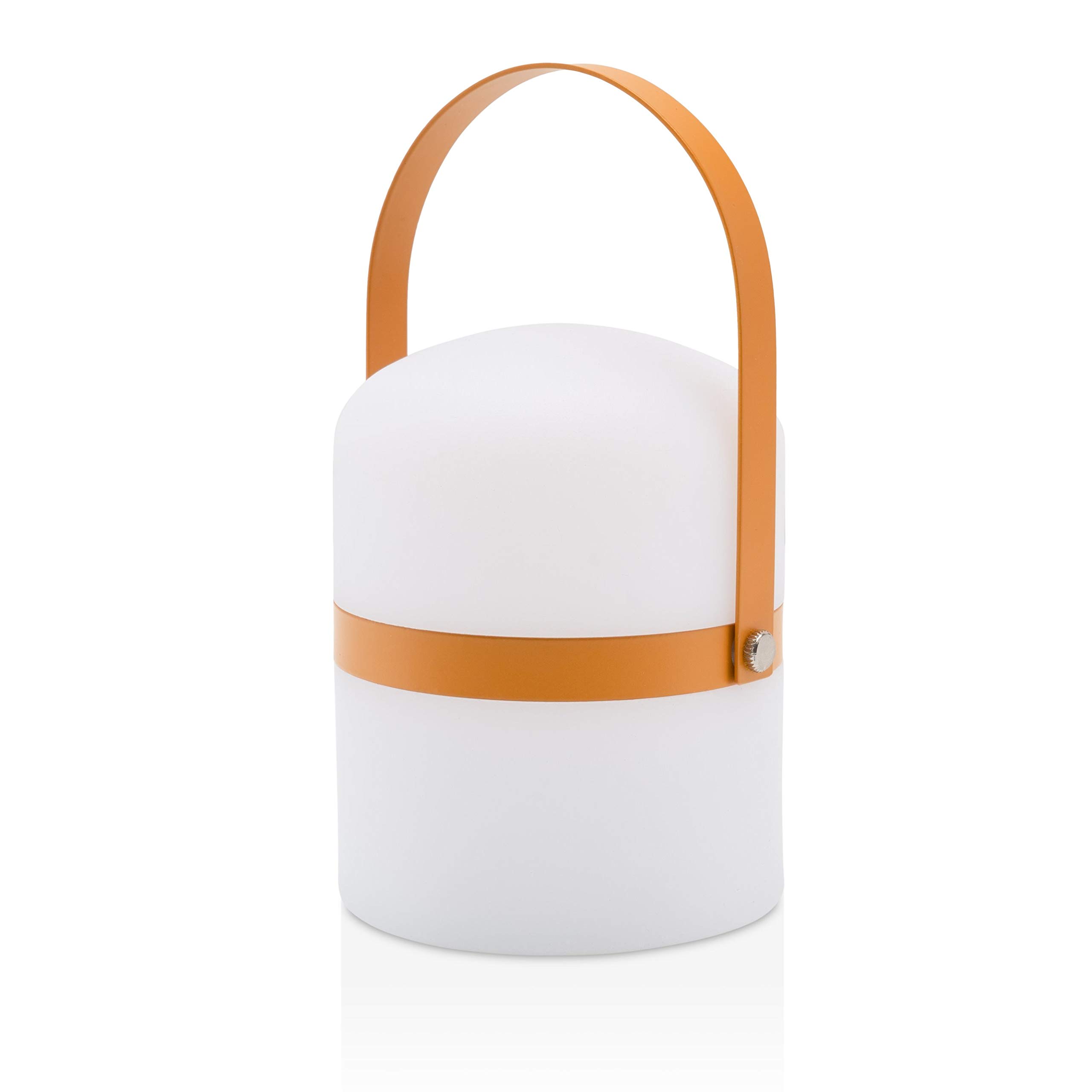 LUUK LIFESTYLE Large Design Lantern for Outdoor and Indoor, Modern Decor, Rechargeable and Portable, in Matte Orange Curry