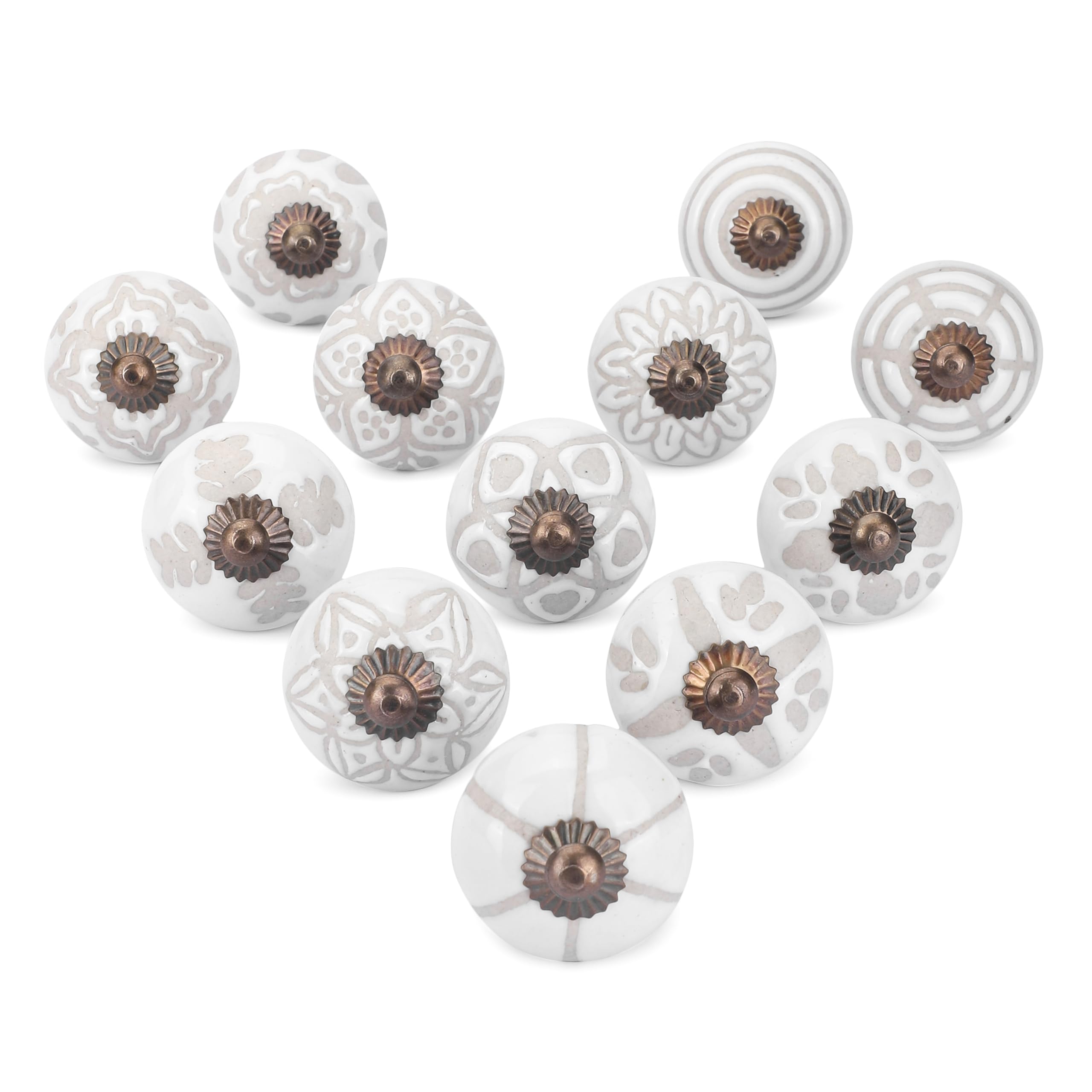 Ajuny White Ceramic Knobs for Cabinet Dresser Door Drawer and Furniture Pulls for Cupboard Kitchen Bathroom Drawers Handmade Pottery Decorative Knob Pack of 12 — image 1