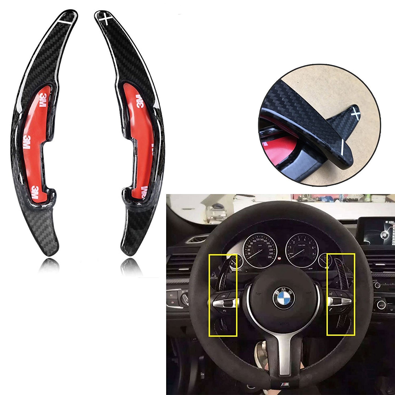 新しいコレクション 1セットrealカーボンファイバーステアリングホイールdsgパドルシフト拡張子for Bmw M3 M4 M5 M6 X5 M X6 M B0758q6trp Santiagorama Cl