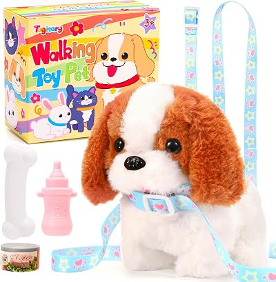 Tagitary Electronic Plush Puppy Toy Walking Barking Dog with Leash for Kids Gift