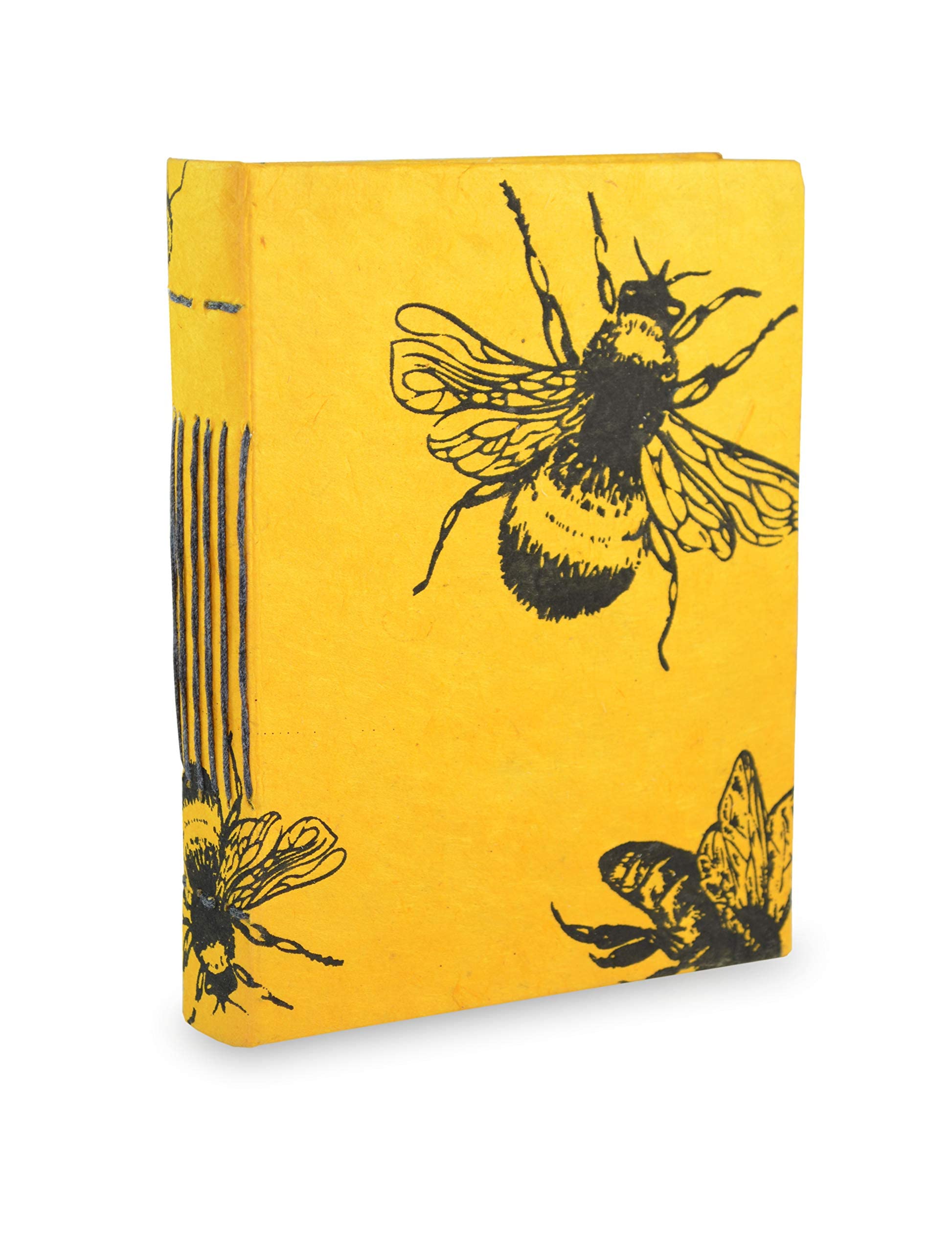 Nepali Keeper Journal with Handmade Lokta Paper. Made in Nepal. (5x7 Inches, Busy Bee)
