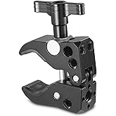 SMALLRIG Super Clamp with 1/4"-20 Thread Holes, 3/8"-16 Locating Pin for ARRI Standard, T-Shaped Wingnut and Rubber Pads