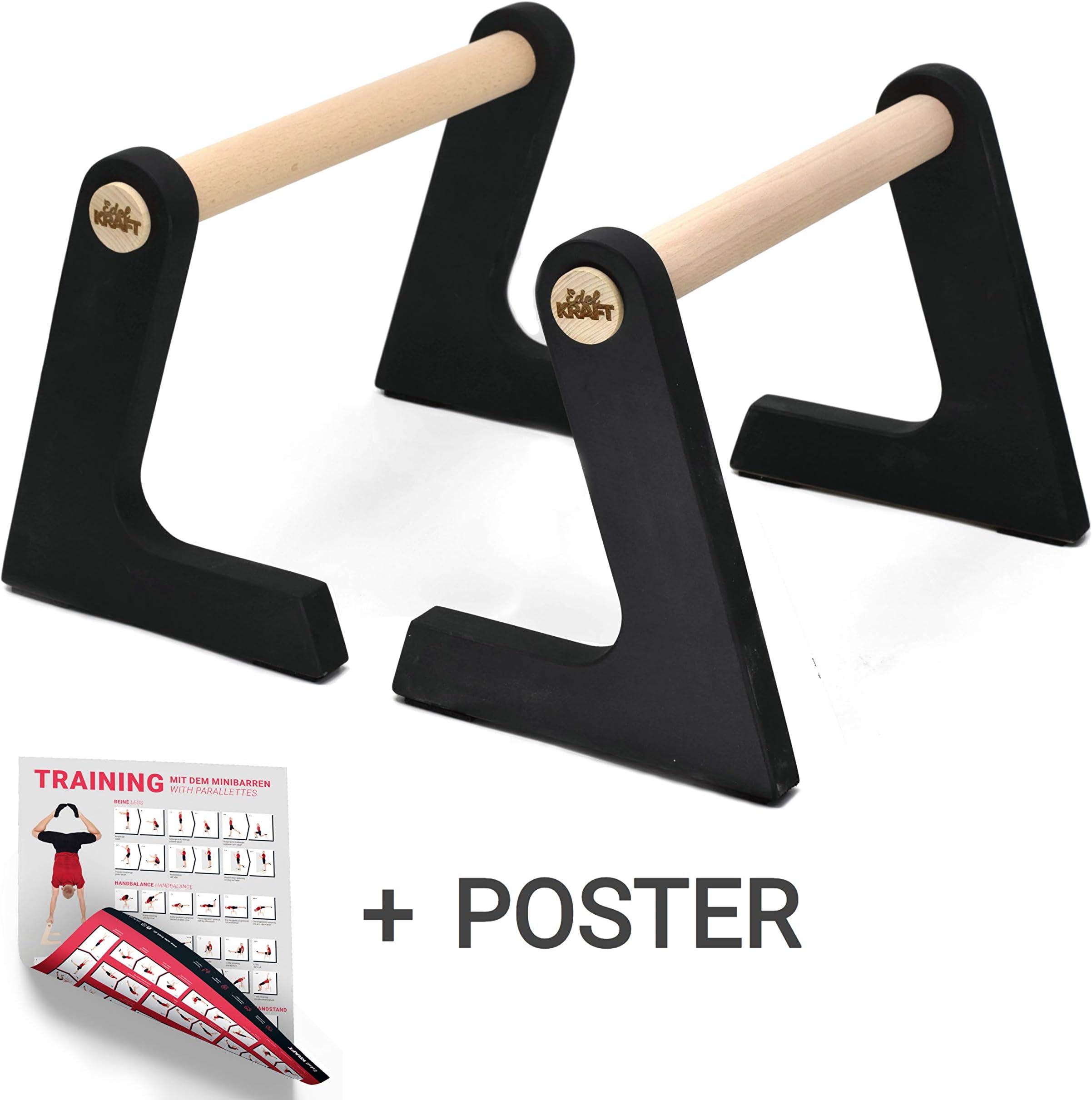 EdelKRAFT® Calisthenics Parallettes Wooden Mini Bar Home & Outdoor Handstand Gymnastics L Seat