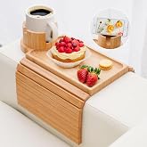 aisongdong Couch Cup Holder - 3 in 1 Sofa Arm Tray with 360&deg; Rotating Cup Holder &amp; Phone Stand,Arm Chair Rest Table Fits Various of Large Width Couches Armrest,Anti-Slip Foldable Couch Tray for Drinks