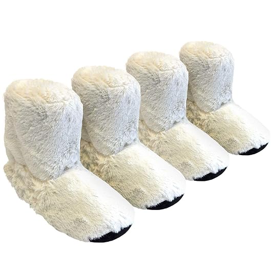Thermo Sox Original 2 Paar heizbare Wärmehausschuhe für Ofen & Mikrowelle Hoch Superweich Weiß/Gr.M 36-40