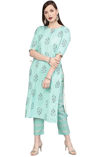 Women's Cotton Kurta Pant Set_Blue