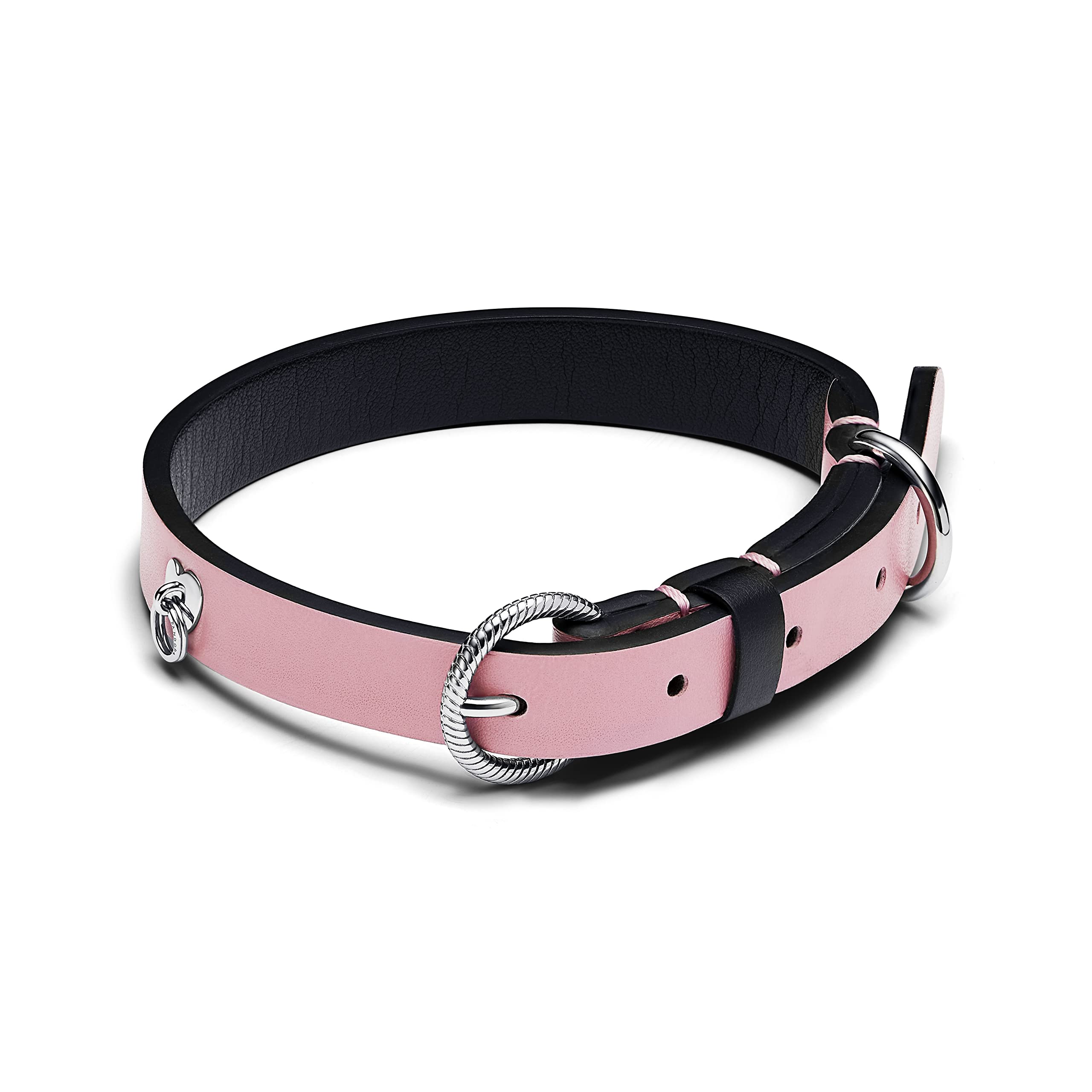 PANDORA 312262C02-S Pet Collar for Dogs Leather Free Fabric with Stainless Steel Click Fastener Pink, Small, Corn fibres, No gemstone.