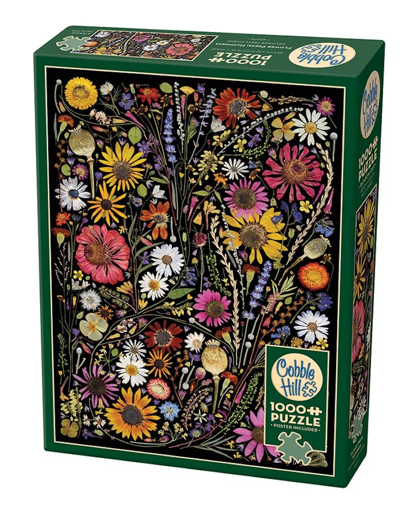 Cobble Hill 1000 Piece Puzzle Flower Press: Happiness-Sample Poster Included, Vibrant Colors