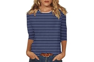 SLQDGMRYZ 3/4 Length Sleeve Womens Tops Summer Three Quarter Striped Shirts Dressy Casual Printed Tunic Tops Women Blouses