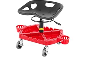 VEVOR Rolling Garage Stool, 300LBS Capacity, Adjustable Height from 18 in to 23 in, 360-degree Swivel Wheels (4"), Large Tool