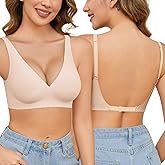 Yusongirl Seamless Low Back Bra Wireless Padded Bralette Thin Straps V Neck Halter Backless Cross Multiway Convertible Bras