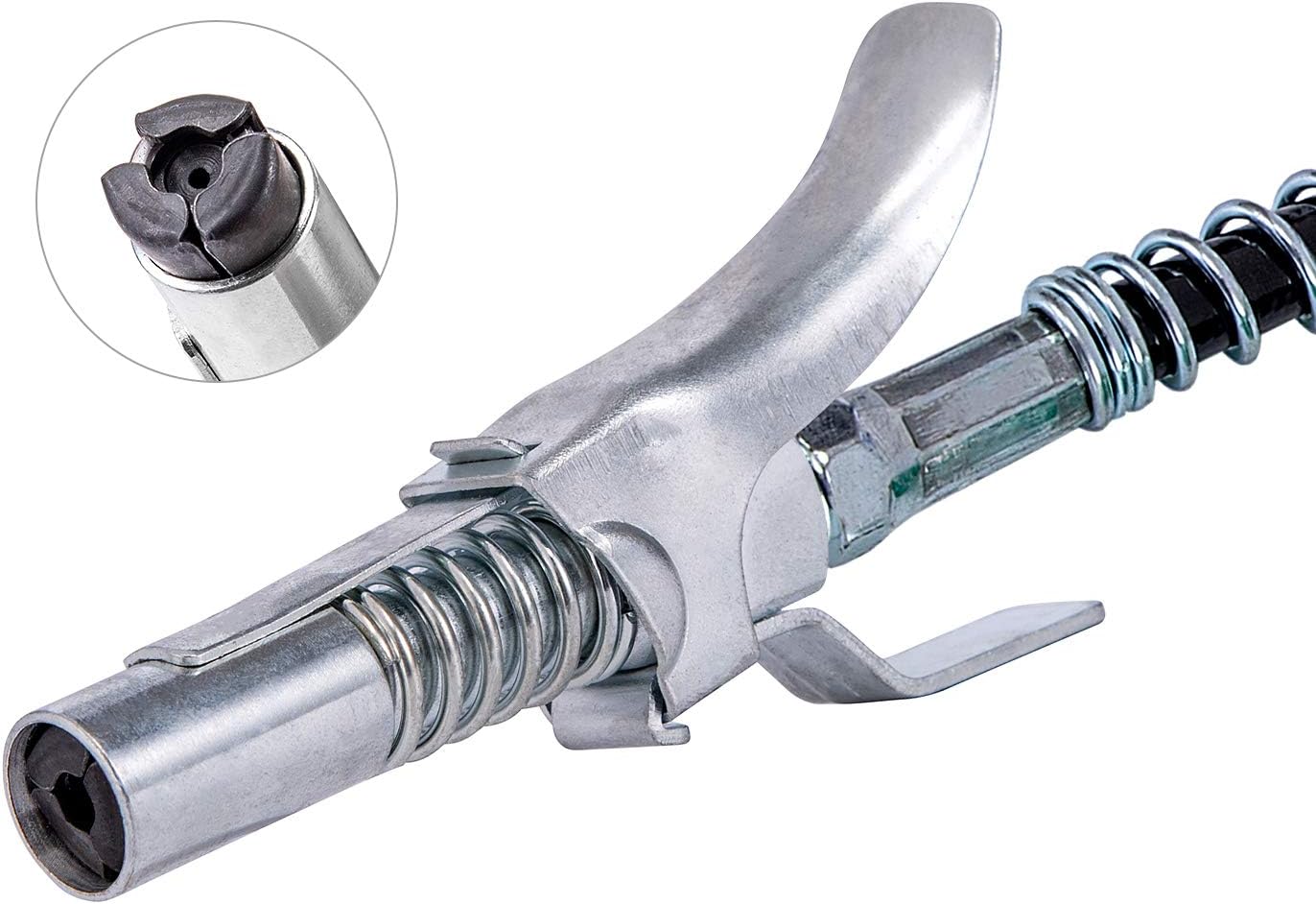 One Sight Locking Grease Gun Coupler Lock onto Zerk Fittings, 10000 PSI